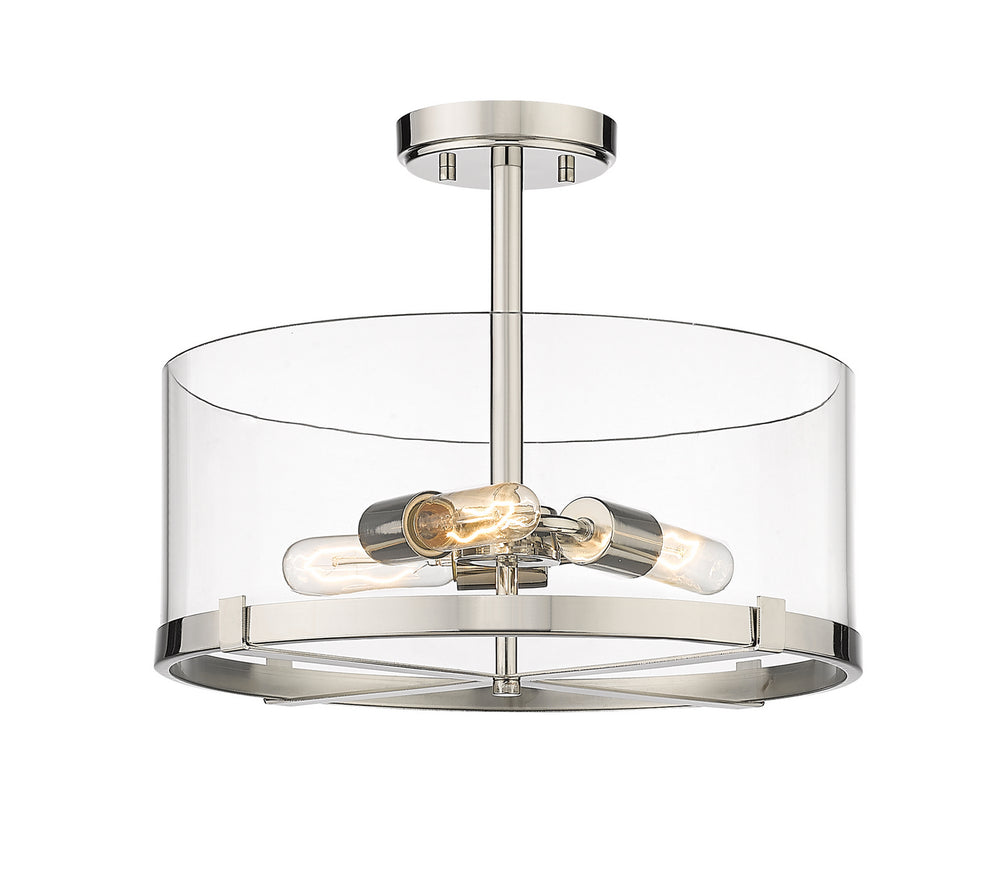 Z-Lite Canada - Three Light Semi Flush Mount - Callista - Polished Nickel- Union Lighting Luminaires Decor