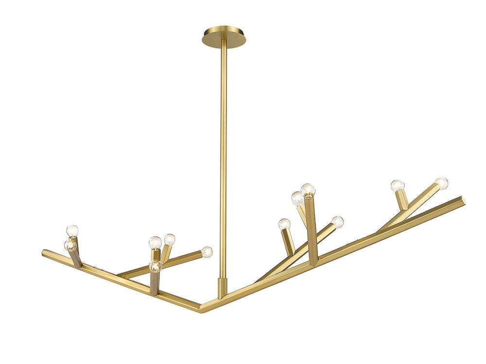Avenue Lighting - 12 Light Linear Chandelier - The Oaks - Brushed Brass- Union Lighting Luminaires Decor