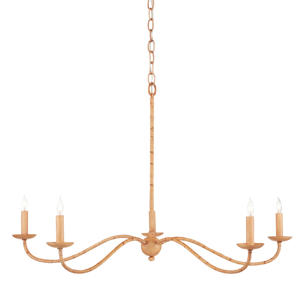 Currey and Company - Five Light Chandelier - Saxon Rattan - Saddle Tan/Natural Rattan- Union Lighting Luminaires Decor