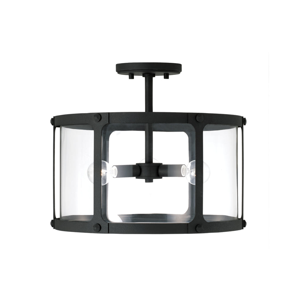 Capital Lighting - Three Light Semi Flush Mount - Brennen - Black Iron- Union Lighting Luminaires Decor