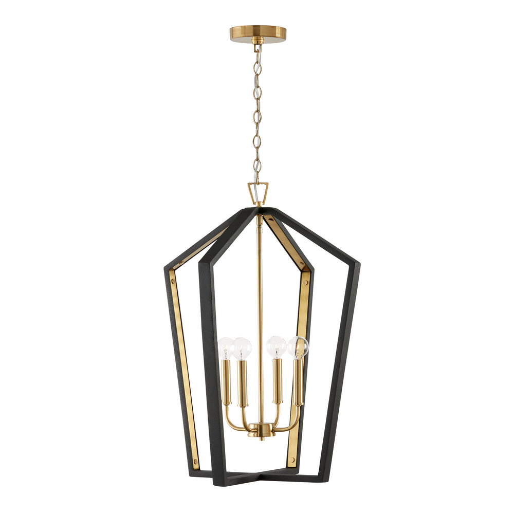 Capital Lighting - Four Light Pendant - Maren - Flat Black and Matte Brass- Union Lighting Luminaires Decor