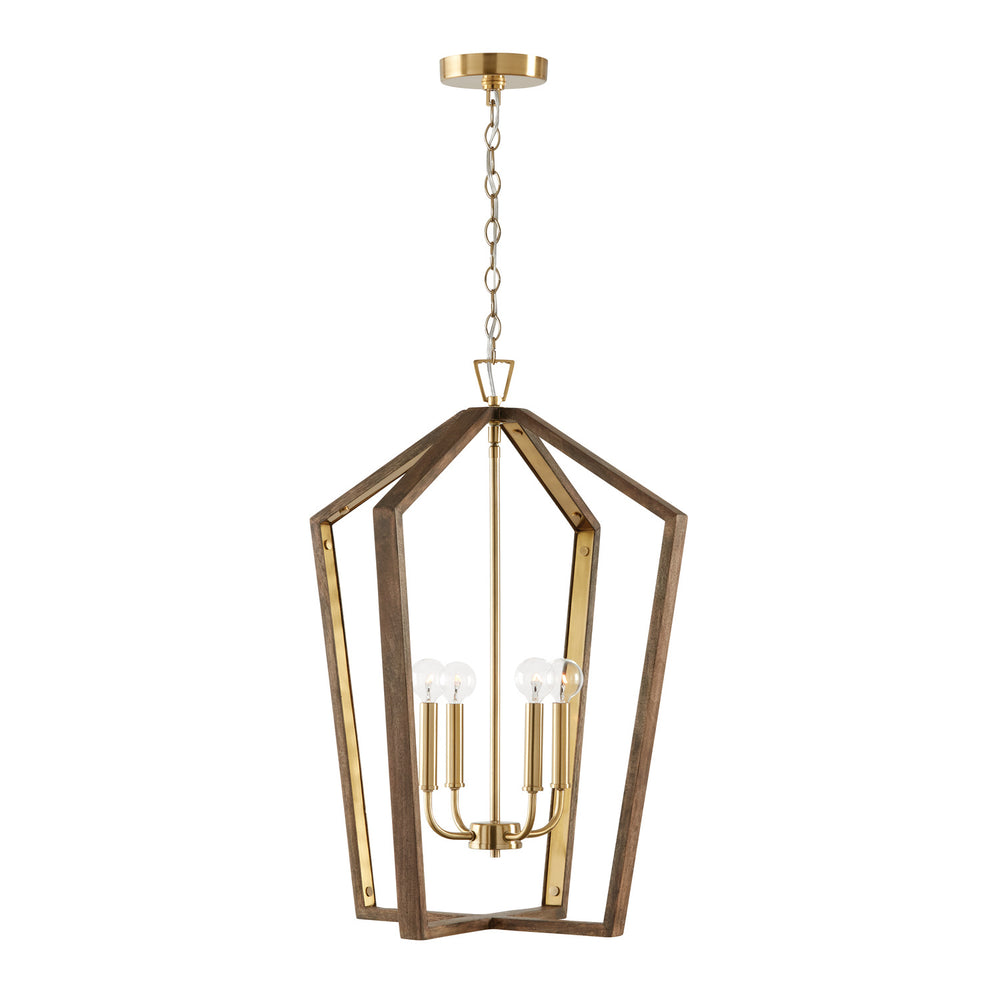 Capital Lighting - Four Light Pendant - Maren - Nordic Wood and Matte Brass- Union Lighting Luminaires Decor