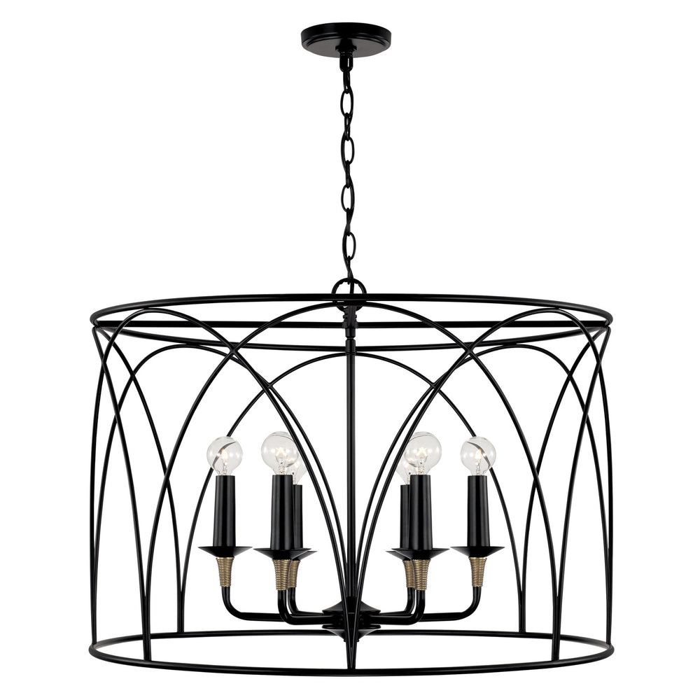 Capital Lighting - Six Light Pendant - Amara - Matte Black with Brass- Union Lighting Luminaires Decor