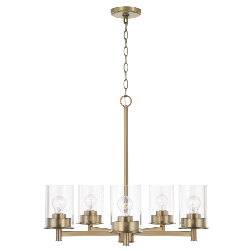 Capital Lighting - Five Light Chandelier - Mason - Aged Brass- Union Lighting Luminaires Decor