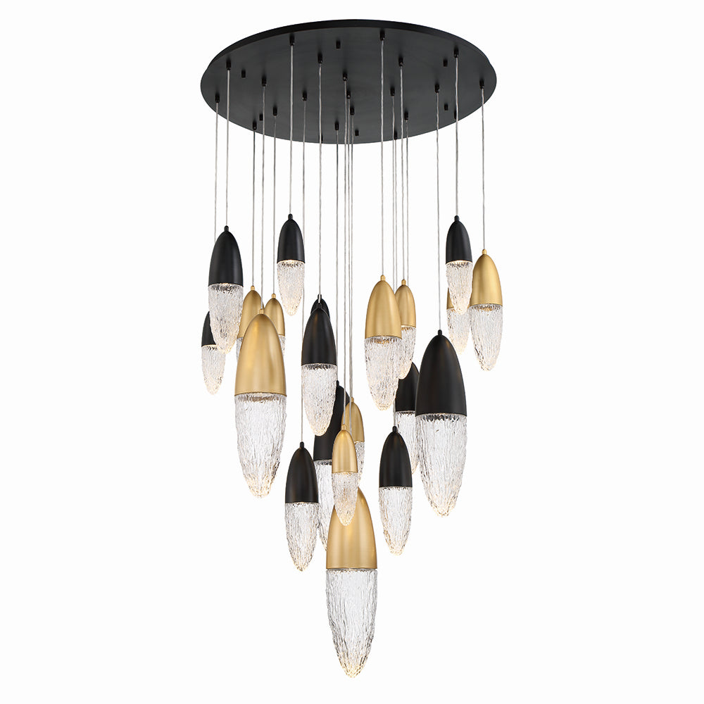 Eurofase Canada - 22 Light Chandelier - Ecrou - Mixed Black / Brass- Union Lighting Luminaires Decor