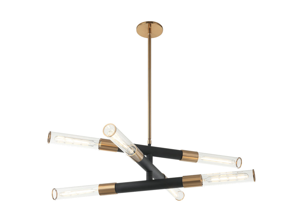 Matteo Canada - Six Light Pendant - Tubo - Aged Gold Brass- Union Lighting Luminaires Decor