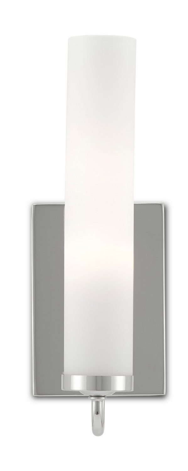 Currey and Company - One Light Wall Sconce - Bagno - Polished Nickel/Opaque Glass- Union Lighting Luminaires Decor