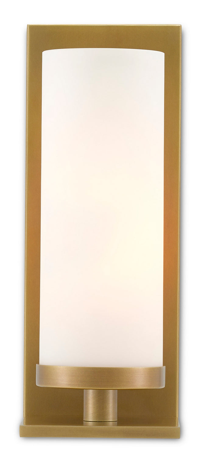 Currey and Company - One Light Wall Sconce - Bagno - Antique Brass/Opaque Glass- Union Lighting Luminaires Decor