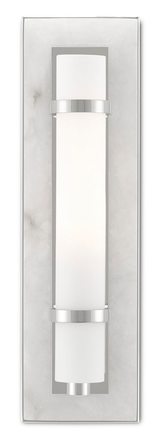 Currey and Company - One Light Wall Sconce - Bagno - Natural Alabaster/Polished Nickel/Opaque/White- Union Lighting Luminaires Decor