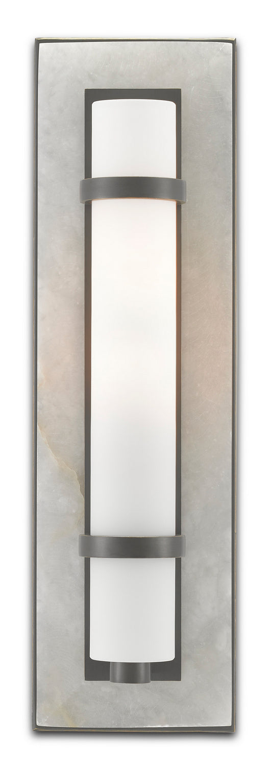 Currey and Company - One Light Wall Sconce - Bagno - Natural Alabaster/Oil Rubbed Bronze/Opaque/White- Union Lighting Luminaires Decor