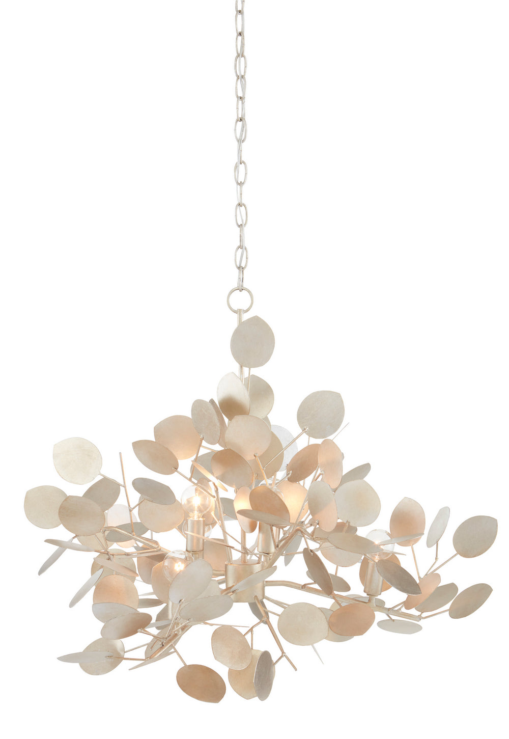 Currey and Company - Six Light Chandelier - Lunaria - Contemporary Silver Leaf- Union Lighting Luminaires Decor