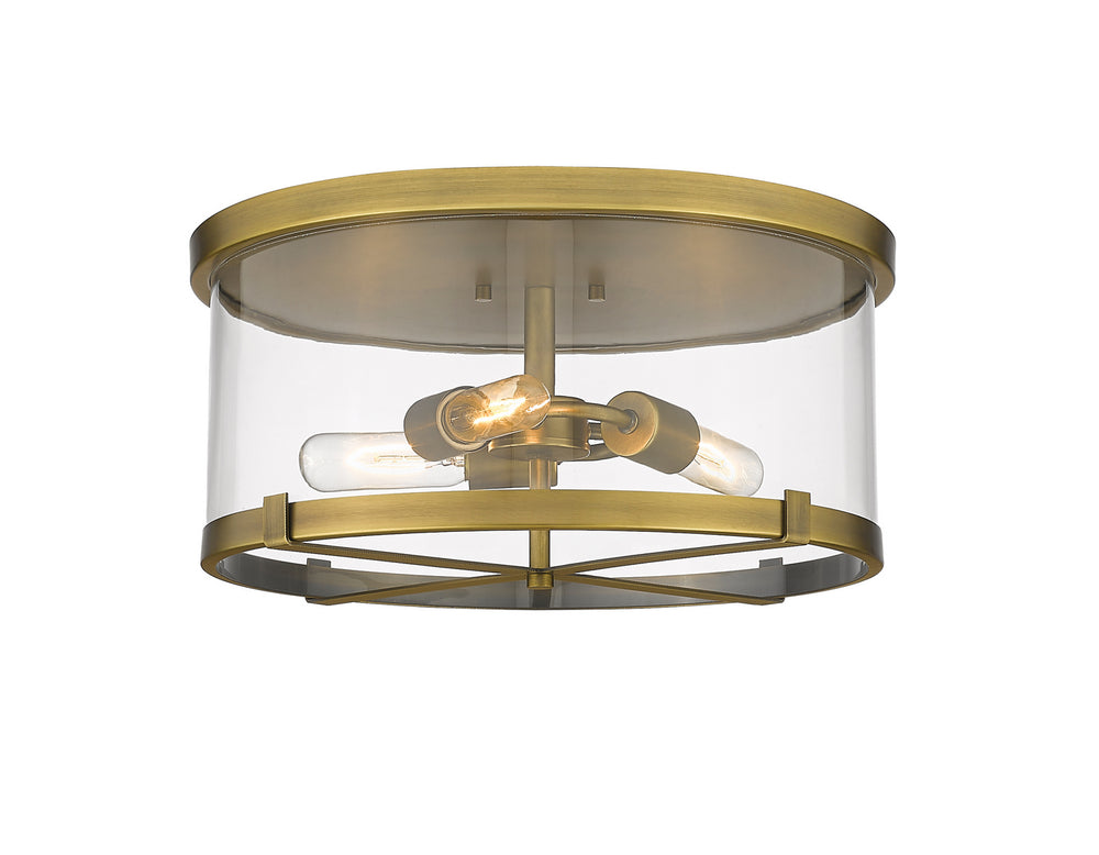 Z-Lite Canada - Three Light Flush Mount - Callista - Rubbed Brass- Union Lighting Luminaires Decor