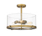 Z-Lite Canada - Three Light Semi Flush Mount - Callista - Rubbed Brass- Union Lighting Luminaires Decor