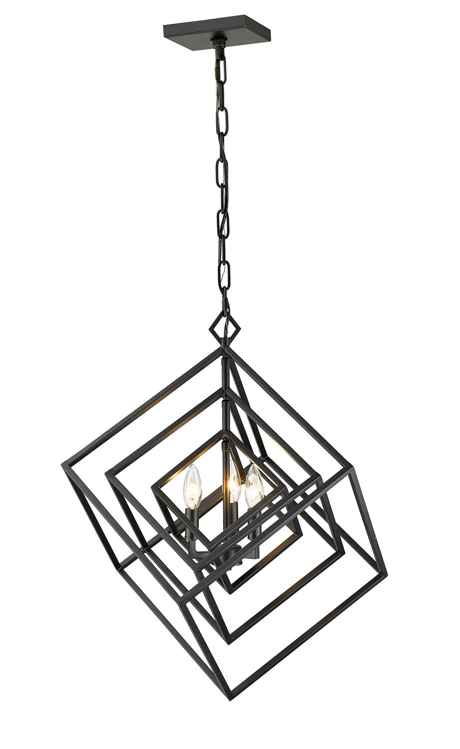 Z-Lite Canada - Three Light Chandelier - Euclid - Matte Black- Union Lighting Luminaires Decor