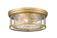 Z-Lite Canada - Three Light Flush Mount - Clarion - Rubbed Brass- Union Lighting Luminaires Decor