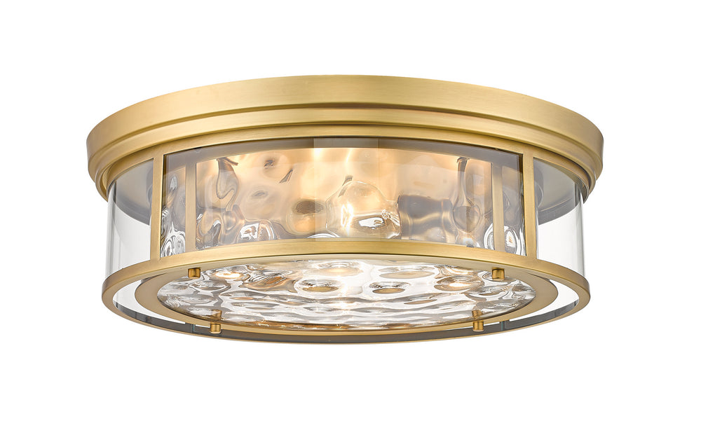 Z-Lite Canada - Four Light Flush Mount - Clarion - Rubbed Brass- Union Lighting Luminaires Decor