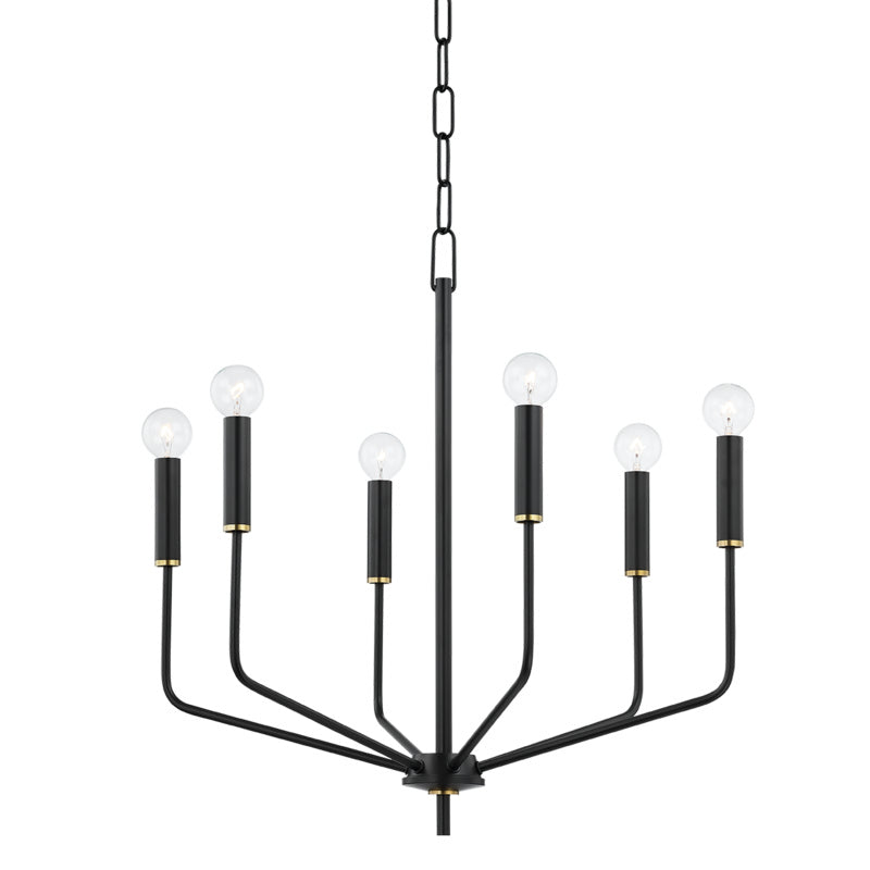 Mitzi - Six Light Chandelier - Bailey - Aged Brass/Soft Black- Union Lighting Luminaires Decor