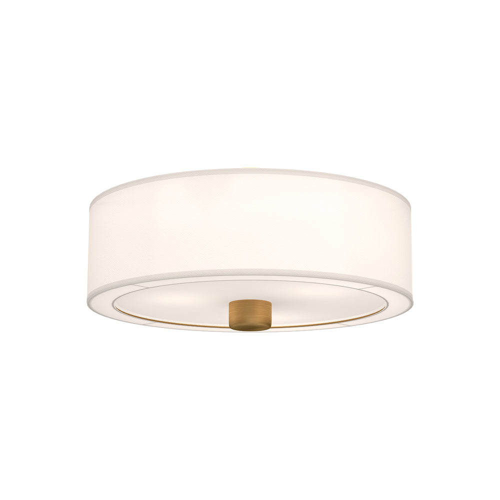 Alora Canada - Three Light Flush Mount - Theo - Aged Gold/White Linen|Matte Black/White Linen- Union Lighting Luminaires Decor