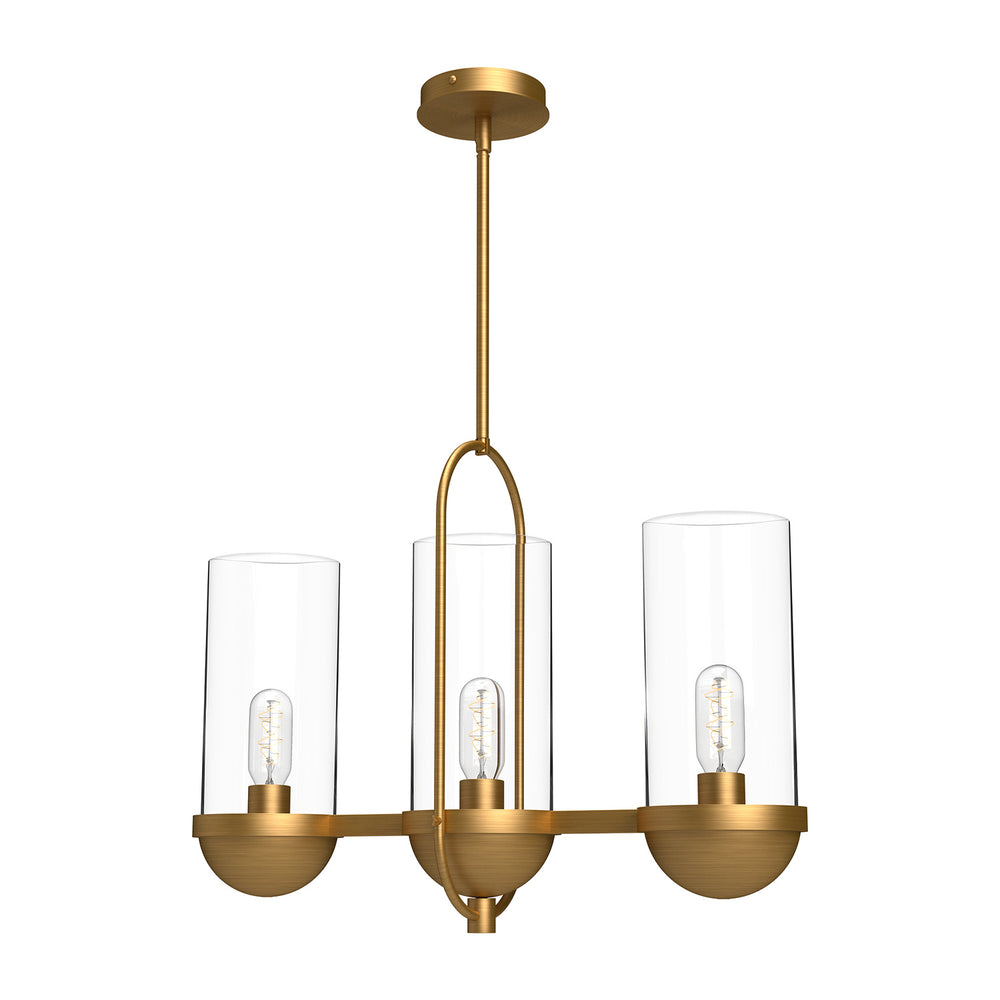 Alora Canada - Three Light Linear Pendant - Cyrus - Aged Gold/Clear Glass|Clear Glass/Matte Black- Union Lighting Luminaires Decor