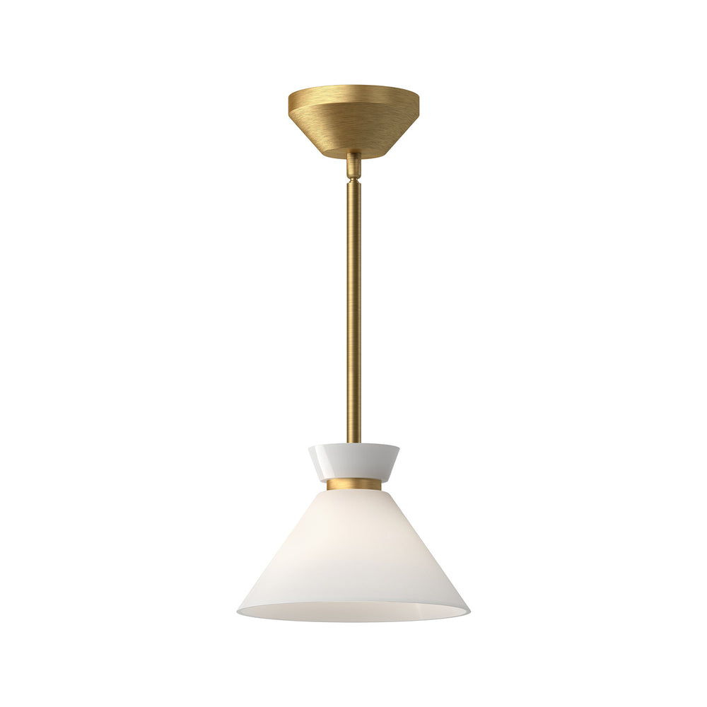 Alora Canada - One Light Pendant - Halston - Brushed Gold/Glossy Opal Glass|Glossy Opal Glass/Matte Black- Union Lighting Luminaires Decor