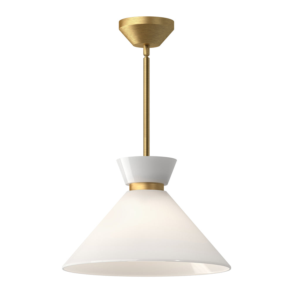 Alora Canada - One Light Pendant - Halston - Brushed Gold/Glossy Opal Glass|Glossy Opal Glass/Matte Black- Union Lighting Luminaires Decor