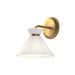 Alora Canada - One Light Vanity - Halston - Brushed Gold/Glossy Opal Glass|Glossy Opal Glass/Matte Black- Union Lighting Luminaires Decor