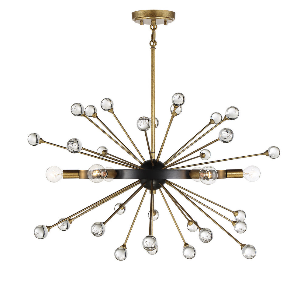 Savoy House - Six Light Chandelier - Ariel - Como Black with Gold- Union Lighting Luminaires Decor