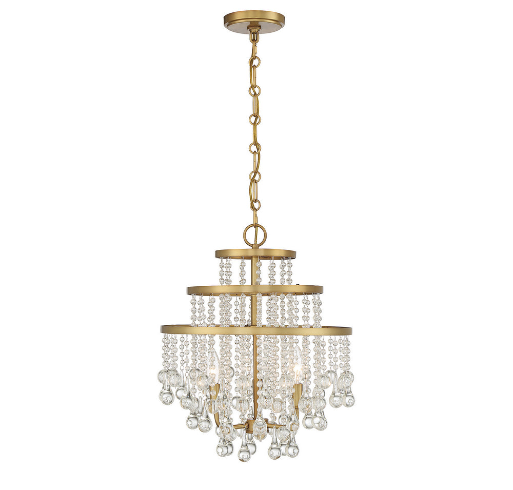 Savoy House - Three Light Mini Chandelier - Luna - Warm Brass- Union Lighting Luminaires Decor
