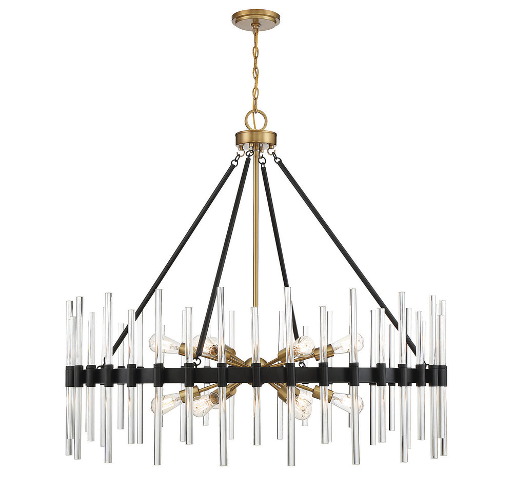 Savoy House - 12 Light Chandelier - Santiago - Matte Black w/Warm Brass- Union Lighting Luminaires Decor