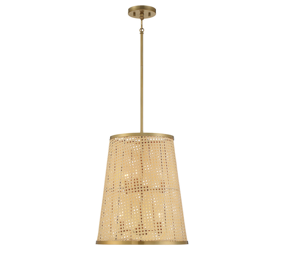 Savoy House - Six Light Pendant - Astoria - Natural with Warm Brass- Union Lighting Luminaires Decor