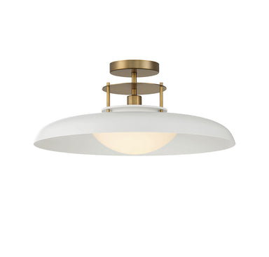 Savoy House - One Light Semi-Flush Mount - Gavin - White with Warm Brass Accents- Union Lighting Luminaires Decor