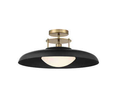 Savoy House - One Light Semi-Flush Mount - Gavin - Matte Black with Warm Brass Accents- Union Lighting Luminaires Decor