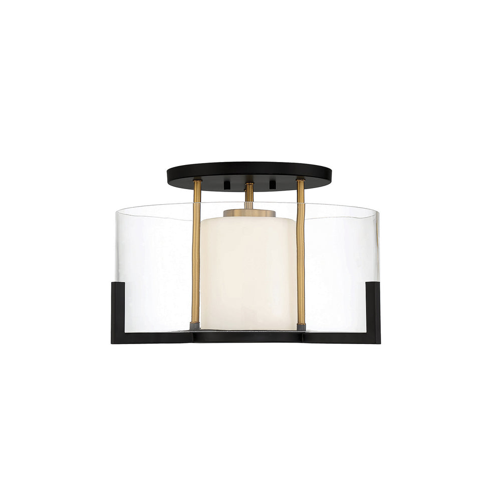 Savoy House - One Light Semi-Flush Mount - Eaton - Matte Black w/Warm Brass- Union Lighting Luminaires Decor