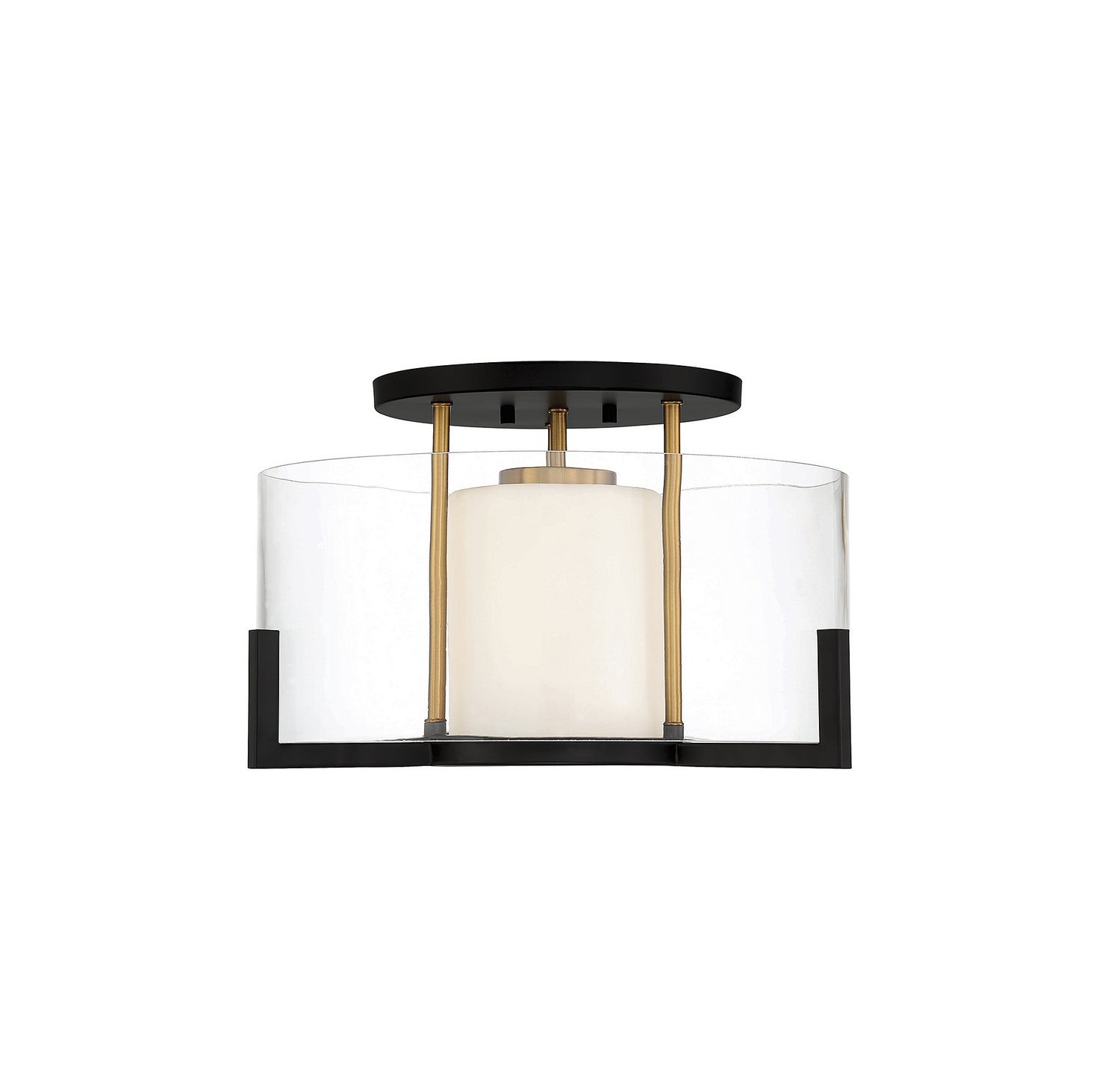Savoy House - One Light Semi-Flush Mount - Eaton - Matte Black with Warm Brass Accents- Union Lighting Luminaires Decor