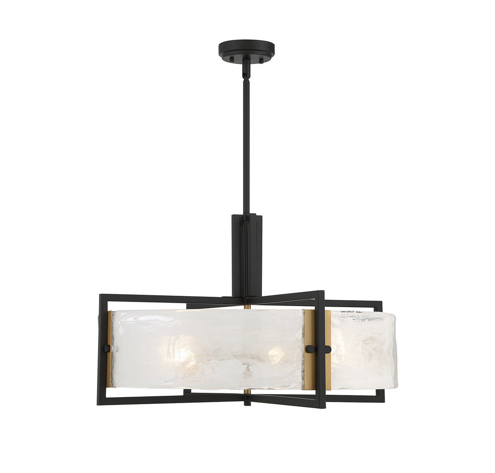 Savoy House - Five Light Pendant - Hayward - Matte Black with Warm Brass Accents- Union Lighting Luminaires Decor