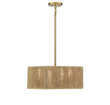 Savoy House - Four Light Pendant - Ashe - Warm Brass/Rope- Union Lighting Luminaires Decor