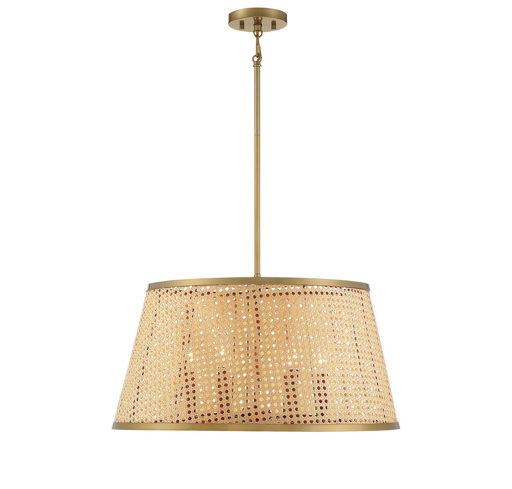 Savoy House - Six Light Pendant - Astoria - Natural with Warm Brass- Union Lighting Luminaires Decor