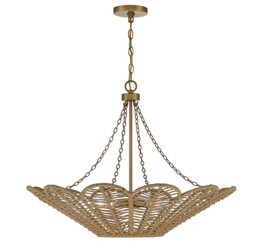 Savoy House - Five Light Pendant - Cyperas - Warm Brass/Rope- Union Lighting Luminaires Decor