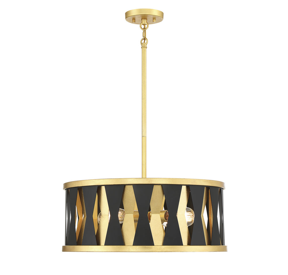 Savoy House - Four Light Pendant - Kellerman - Matte Black with True Gold- Union Lighting Luminaires Decor