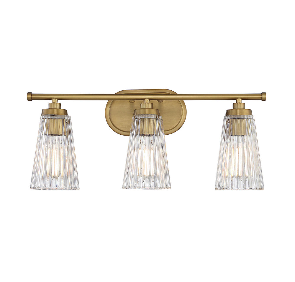 Savoy House - Three Light Bathroom Vanity - Chantilly - Warm Brass- Union Lighting Luminaires Decor