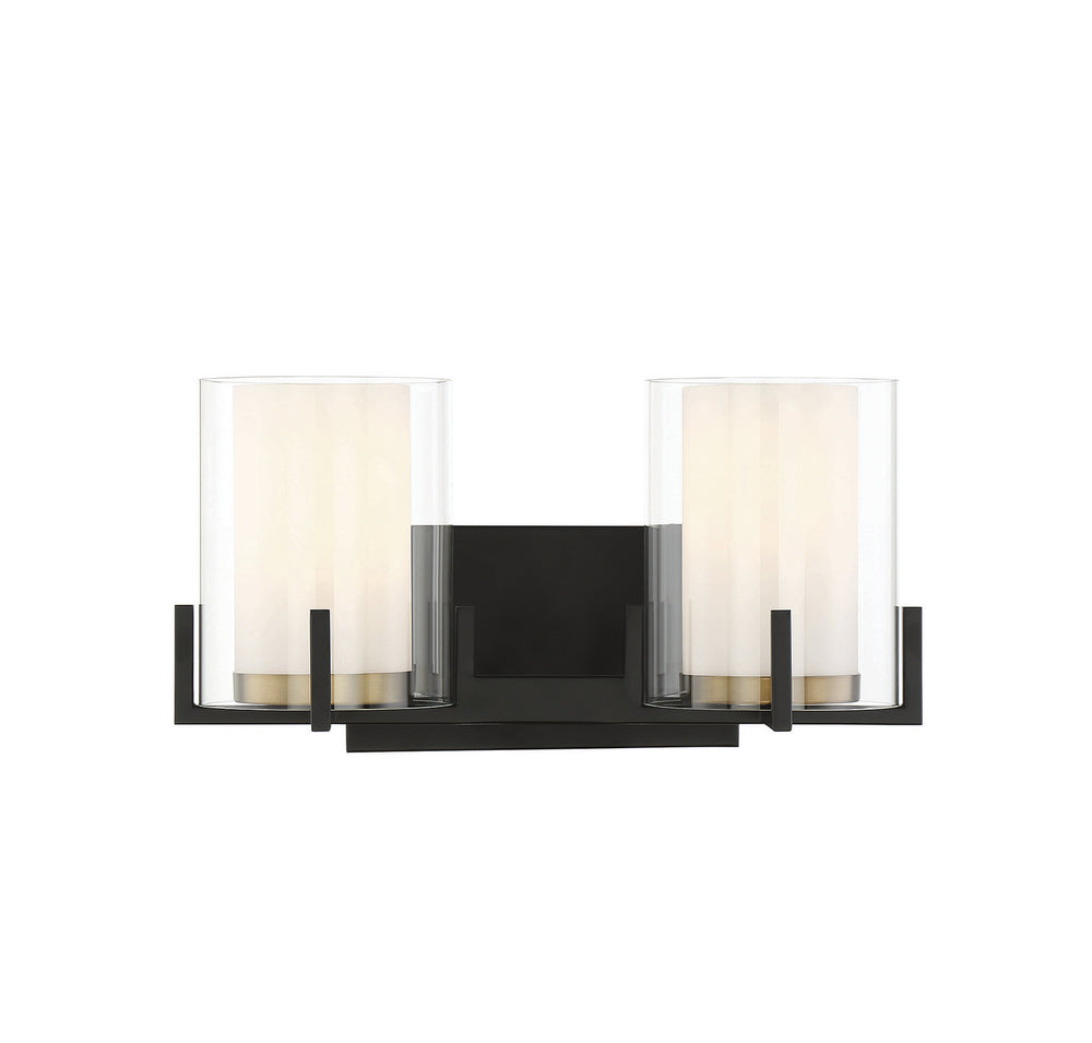 Savoy House - Two Light Bathroom Vanity - Eaton - Matte Black with Warm Brass Accents- Union Lighting Luminaires Decor