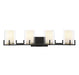 Savoy House - Four Light Bathroom Vanity - Eaton - Matte Black with Warm Brass Accents- Union Lighting Luminaires Decor