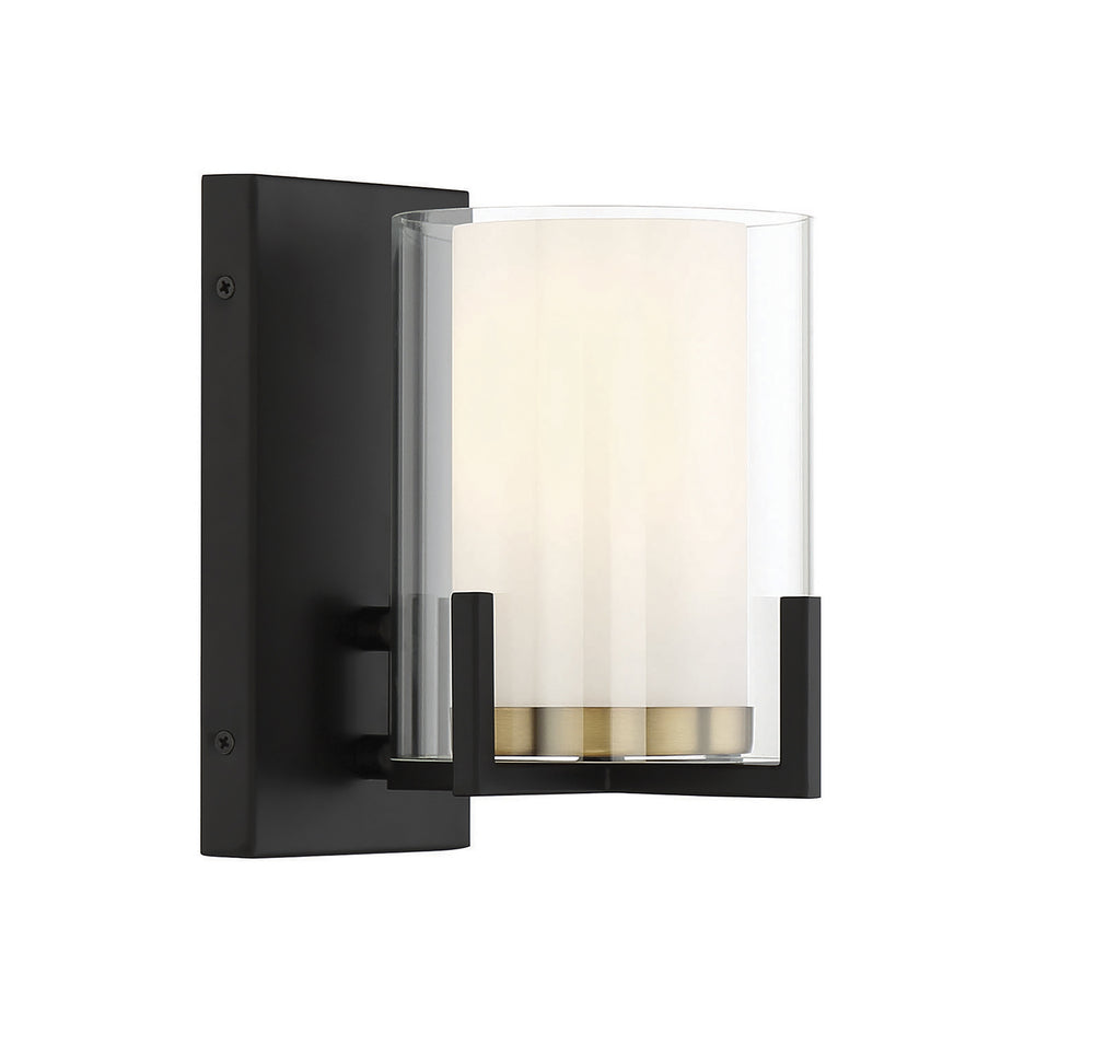 Savoy House - One Light Wall Sconce - Eaton - Matte Black with Warm Brass Accents- Union Lighting Luminaires Decor