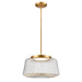 DVI Canada - LED Pendant - Lunenberg CCT - Brass with Ribbed Clear Glass- Union Lighting Luminaires Decor