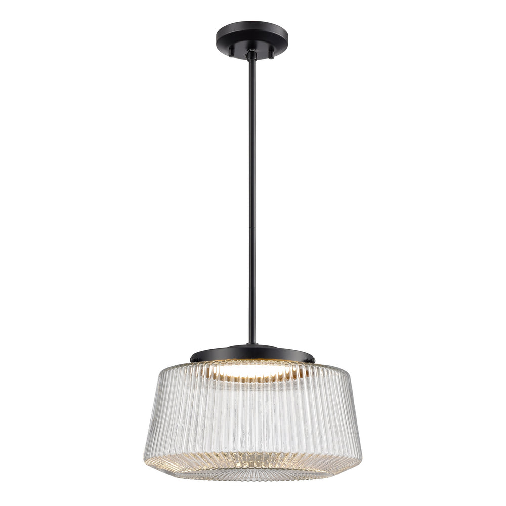 DVI Canada - LED Pendant - Lunenberg CCT - Ebony with Ribbed Clear Glass- Union Lighting Luminaires Decor