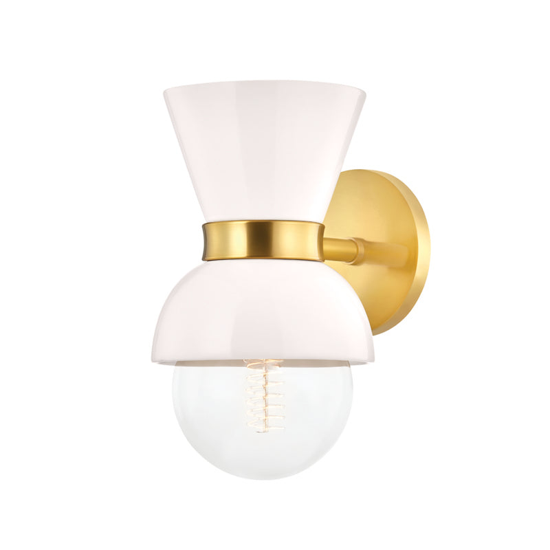 Mitzi Canada - One Light Wall Sconce - Gillian - Aged Brass/Ceramic Gloss Cream- Union Lighting Luminaires Decor