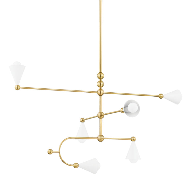 Mitzi Canada - Six Light Chandelier - Hikari - Aged Brass/Soft White- Union Lighting Luminaires Decor