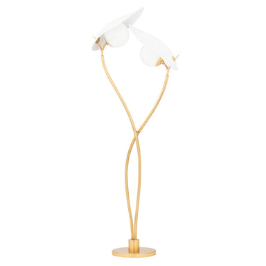 Hudson Valley - Two Light Floor Lamp - Frond - Gold Leaf/Textured On White Combo- Union Lighting Luminaires Decor