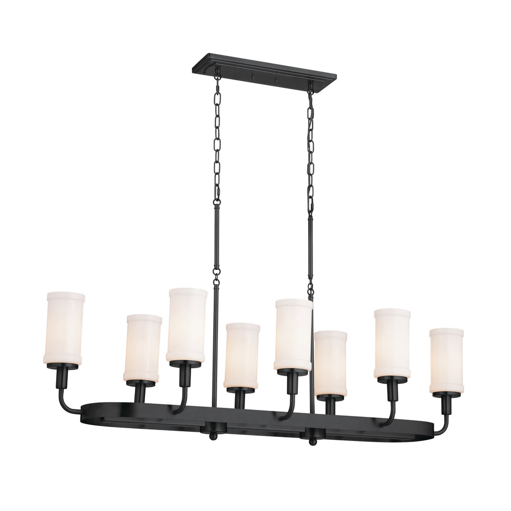 Kichler Canada - Eight Light Linear Chandelier - Vetivene - Textured Black- Union Lighting Luminaires Decor