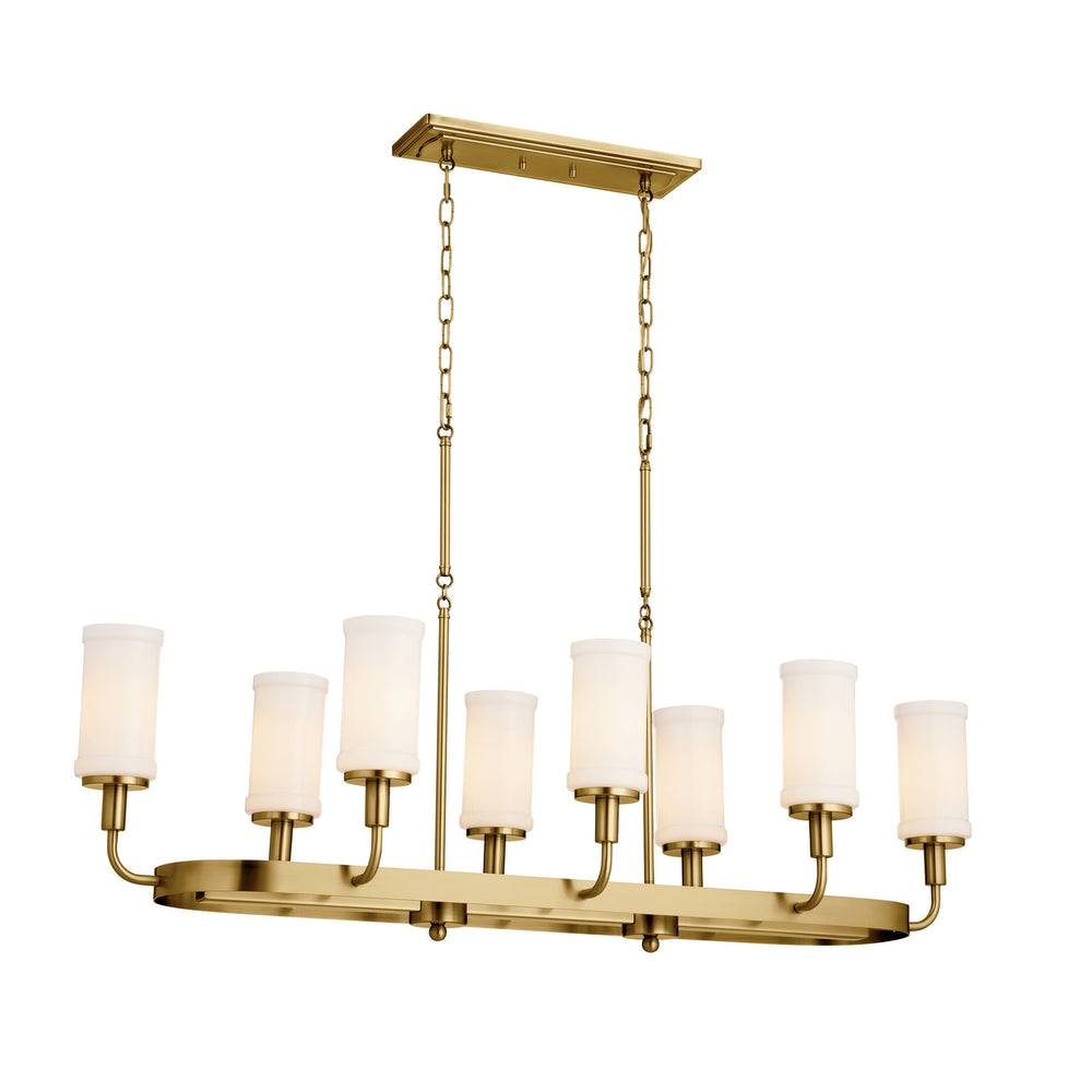 Kichler Canada - Eight Light Linear Chandelier - Vetivene - Natural Brass- Union Lighting Luminaires Decor